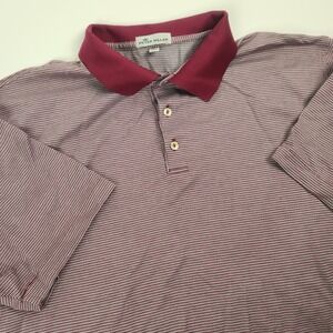 Peter Millar Polo Shirt Men Size XL Cotton‎ Navy Green Stripe Golf Summer